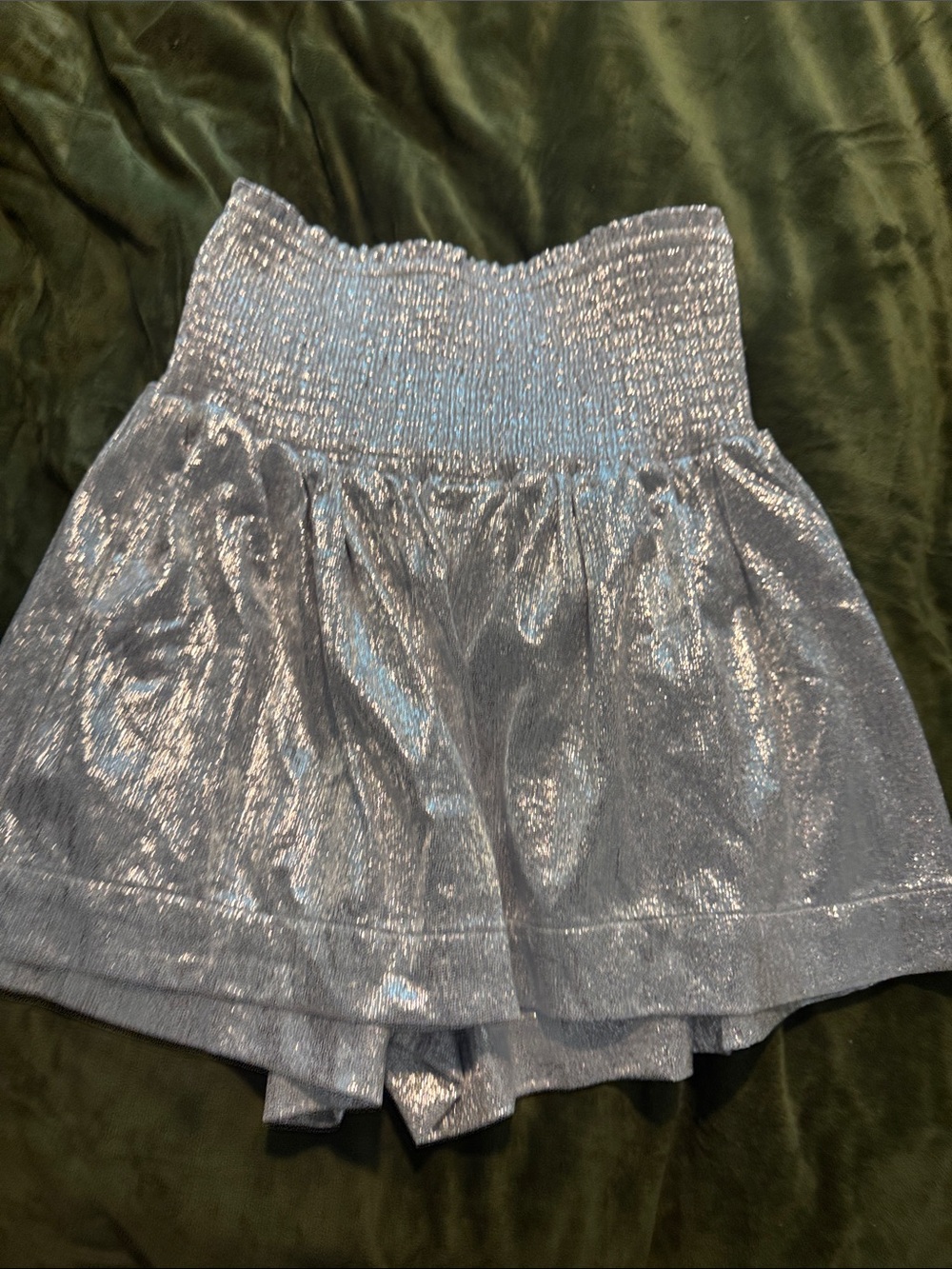 Girls Shimmer Elastic-Waist Skirted Shorts in Light Blue
